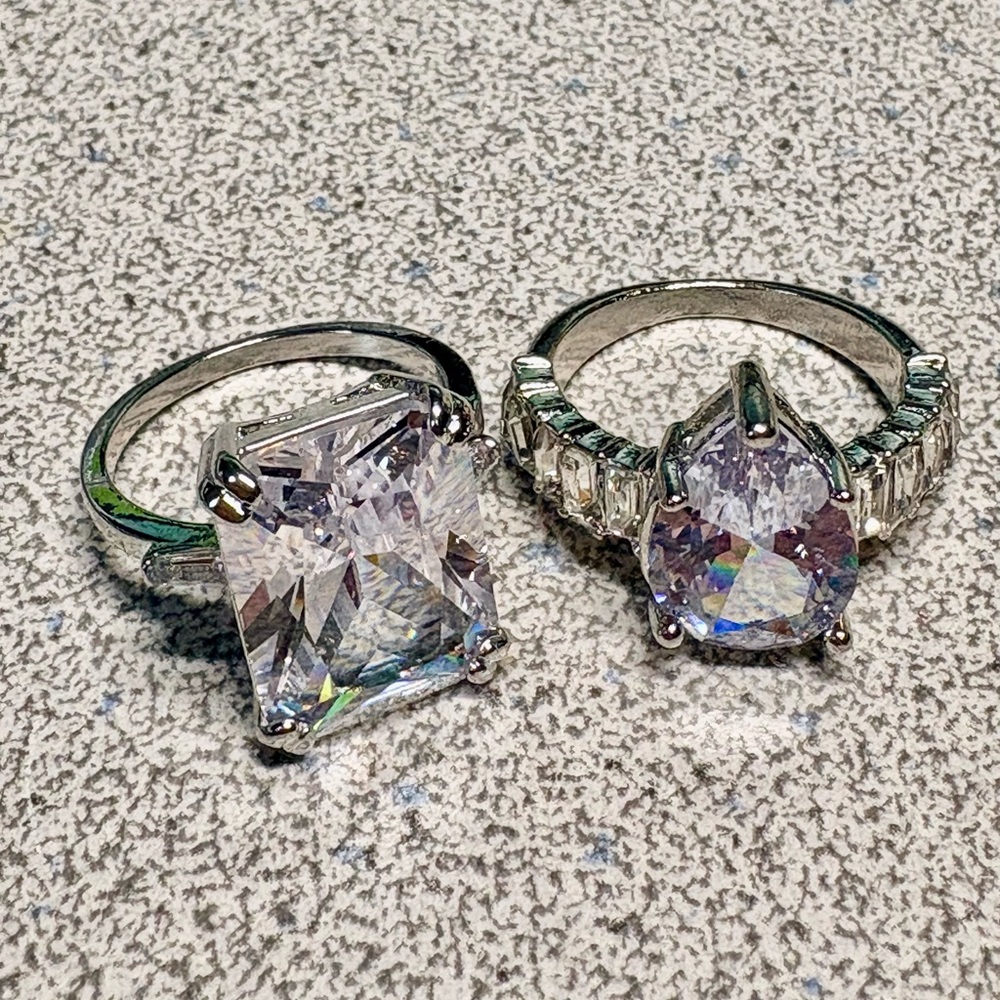 Elegant Silver Crystal Rings Set NWT - Picture 3 of 10